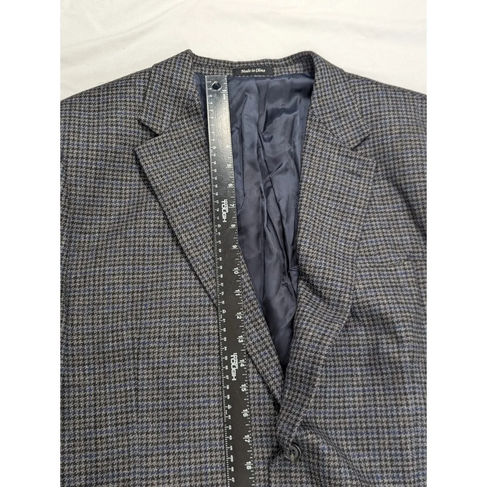 New No Tags Chaps Blazer Sports Jacket Coat Lambswool Gray Houndstooth 48R‎ 50
